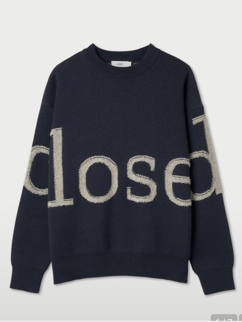 CLOSED LOGO KNITWEAR SWEATER IN DARK NAVY BLUE / SZ:XLARGE